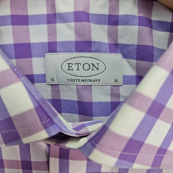 ETON Contemporary Dress Shirt Button-Down Men's Size 16 - 41 Long Sleeve Plaid - Picture 8 of 14